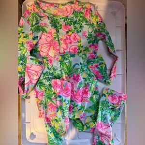 Lilly Pulitzer Kids Pajamas - Pink and Green Floral